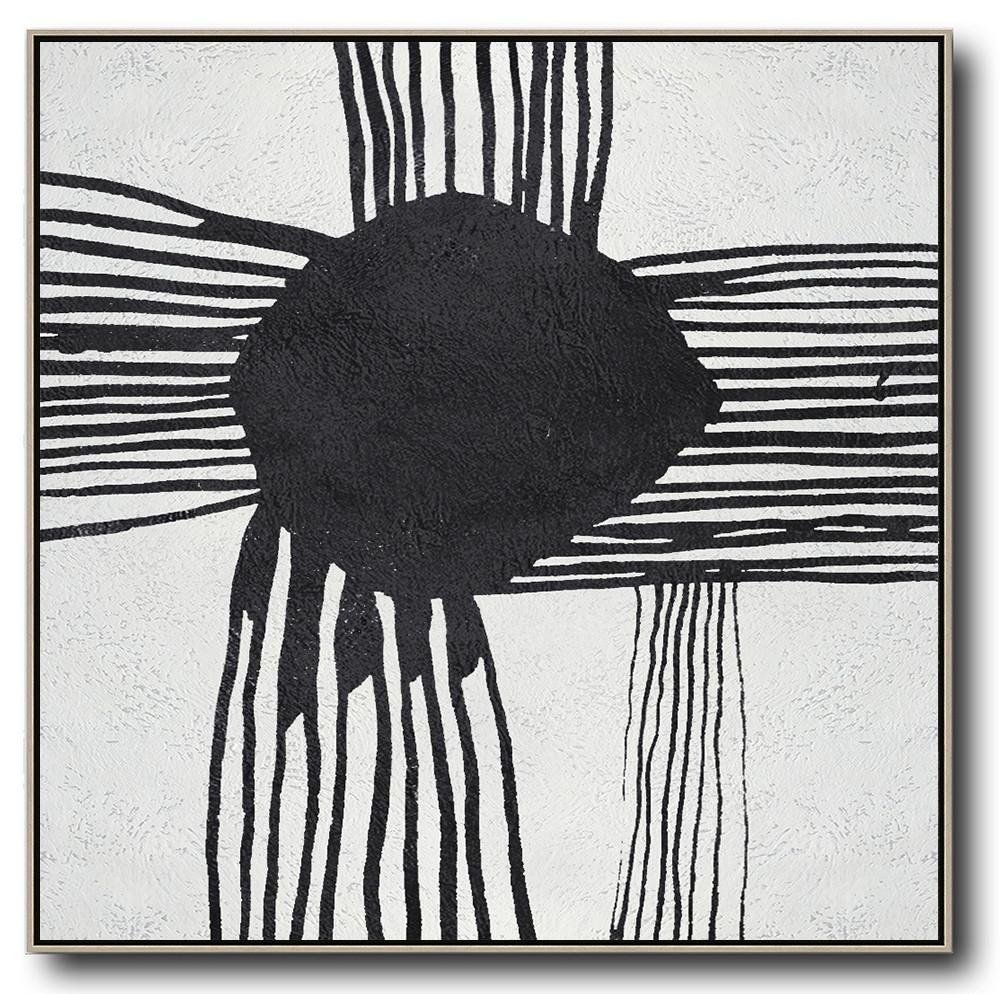 Minimal Black and White Painting #MN103A - Click Image to Close